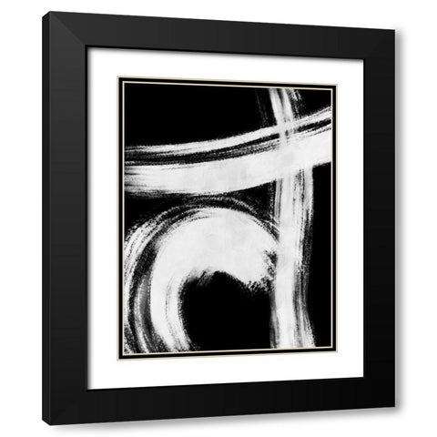 Reversed Strokes 1 Black Modern Wood Framed Art Print with Double Matting by OnRei