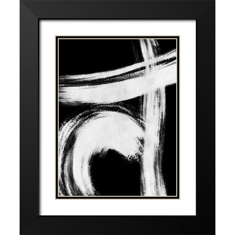 Reversed Strokes 1 Black Modern Wood Framed Art Print with Double Matting by OnRei