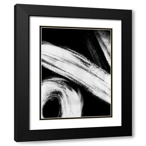 Reversed Strokes 2 Black Modern Wood Framed Art Print with Double Matting by OnRei