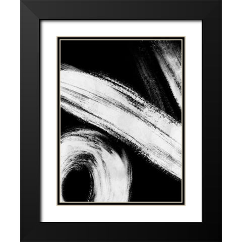 Reversed Strokes 2 Black Modern Wood Framed Art Print with Double Matting by OnRei