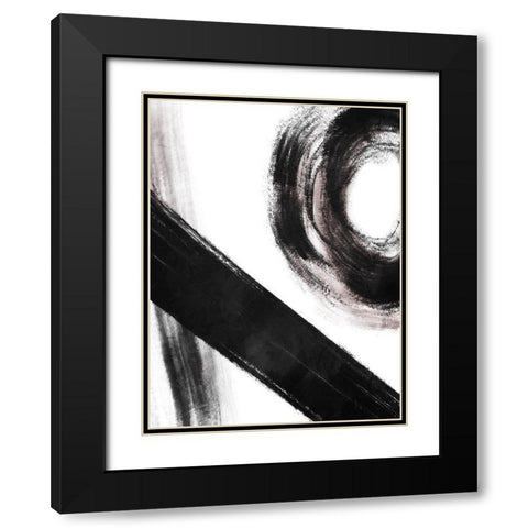 Strokes 4 Black Modern Wood Framed Art Print with Double Matting by OnRei