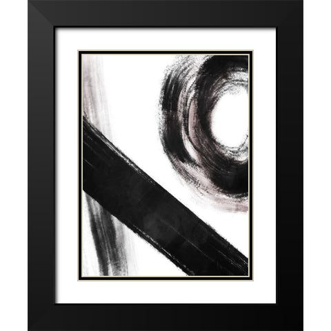 Strokes 4 Black Modern Wood Framed Art Print with Double Matting by OnRei