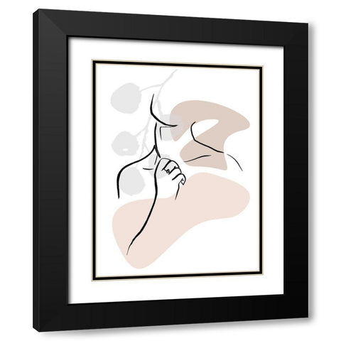 Scribble Neck With Colors Black Modern Wood Framed Art Print with Double Matting by OnRei