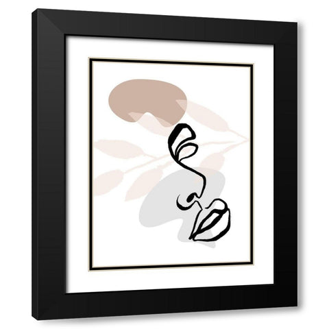 Scribble Side Face With Colors Black Modern Wood Framed Art Print with Double Matting by OnRei