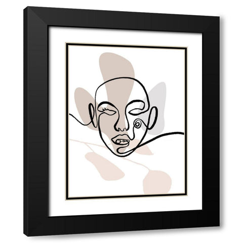 Scribble Face With Color Black Modern Wood Framed Art Print with Double Matting by OnRei