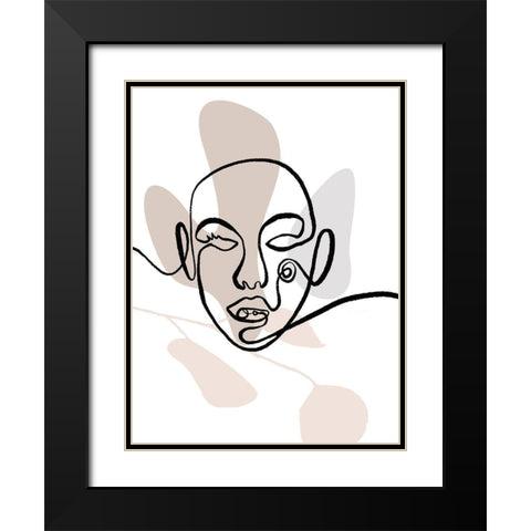 Scribble Face With Color Black Modern Wood Framed Art Print with Double Matting by OnRei