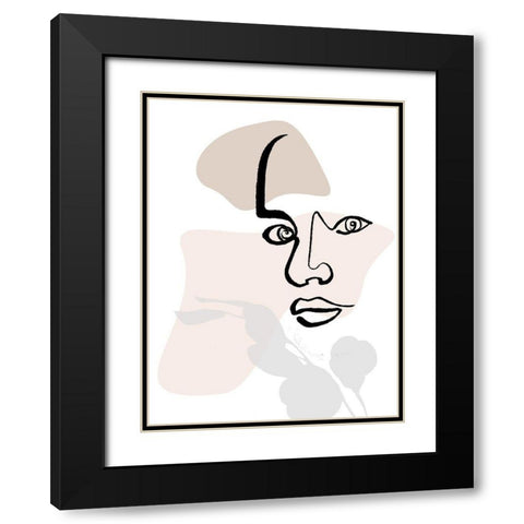 Scribble Face With Color Mate Black Modern Wood Framed Art Print with Double Matting by OnRei