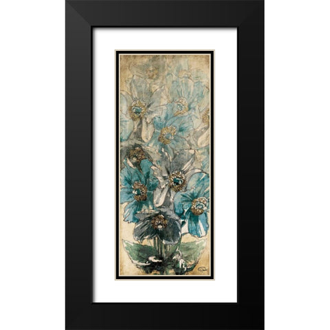 Decending Florals Black Modern Wood Framed Art Print with Double Matting by OnRei