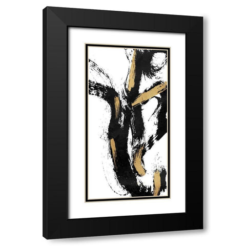 Waterfall Black Modern Wood Framed Art Print with Double Matting by OnRei