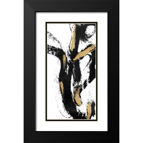 Waterfall Black Modern Wood Framed Art Print with Double Matting by OnRei