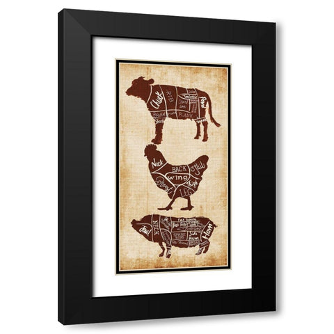 Farm Cuts Black Modern Wood Framed Art Print with Double Matting by OnRei