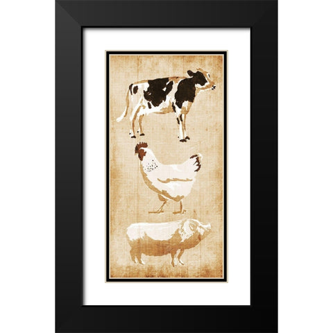 Farm Animals Black Modern Wood Framed Art Print with Double Matting by OnRei