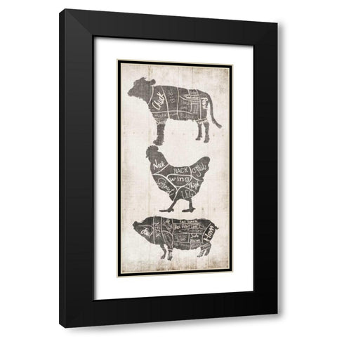 Farm Cuts Grey Black Modern Wood Framed Art Print with Double Matting by OnRei