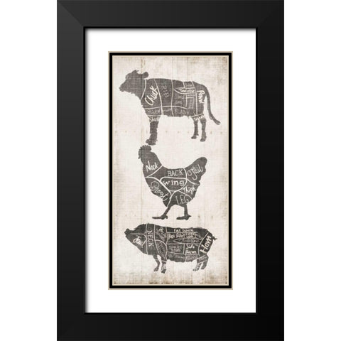 Farm Cuts Grey Black Modern Wood Framed Art Print with Double Matting by OnRei