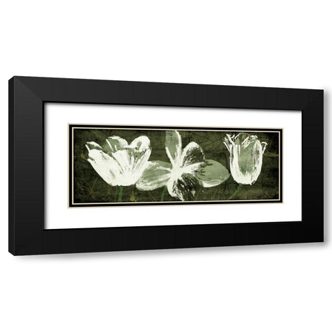 Floral Trio Black Modern Wood Framed Art Print with Double Matting by OnRei