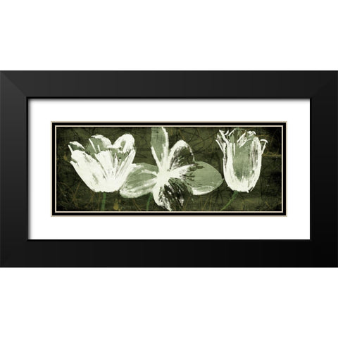 Floral Trio Black Modern Wood Framed Art Print with Double Matting by OnRei