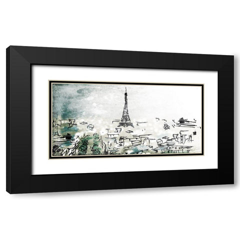 City Of Eiffel Black Modern Wood Framed Art Print with Double Matting by OnRei