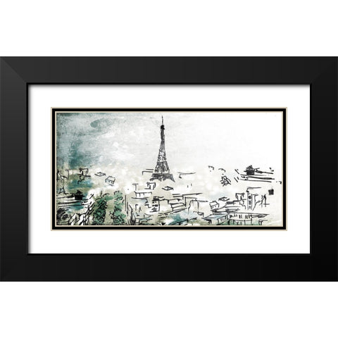 City Of Eiffel Black Modern Wood Framed Art Print with Double Matting by OnRei