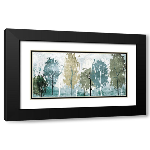 Abstract Forest Black Modern Wood Framed Art Print with Double Matting by OnRei