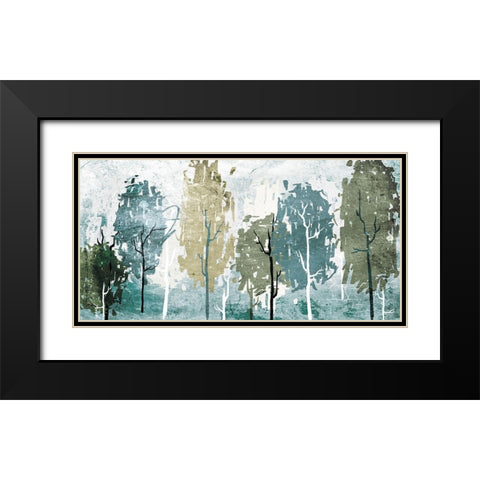 Abstract Forest Black Modern Wood Framed Art Print with Double Matting by OnRei