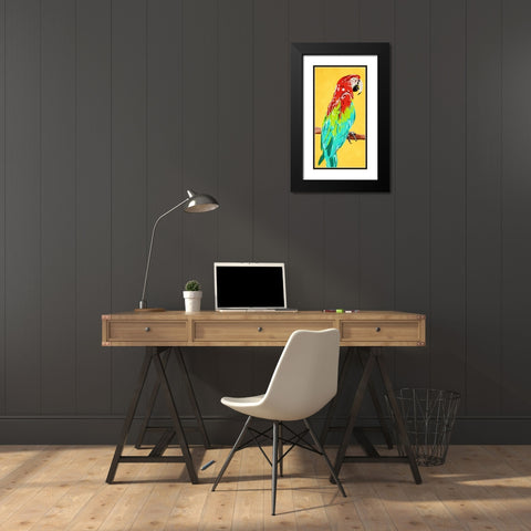 Fun Parrot 1 Black Modern Wood Framed Art Print with Double Matting by OnRei