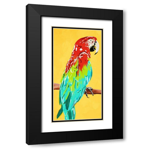 Fun Parrot 1 Black Modern Wood Framed Art Print with Double Matting by OnRei