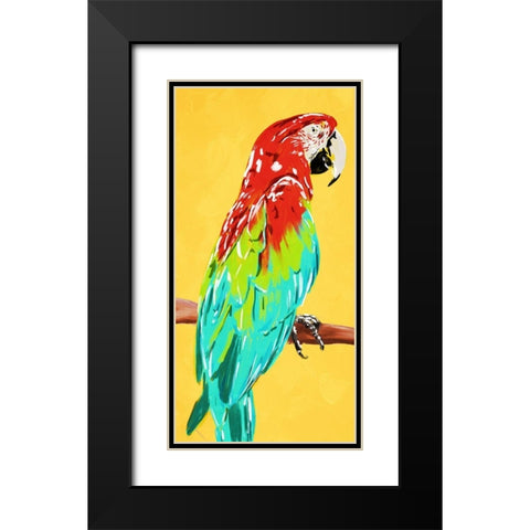 Fun Parrot 1 Black Modern Wood Framed Art Print with Double Matting by OnRei