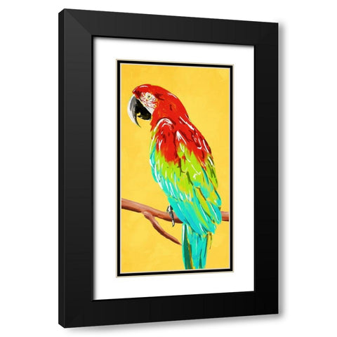 Fun Parrot 2 Black Modern Wood Framed Art Print with Double Matting by OnRei