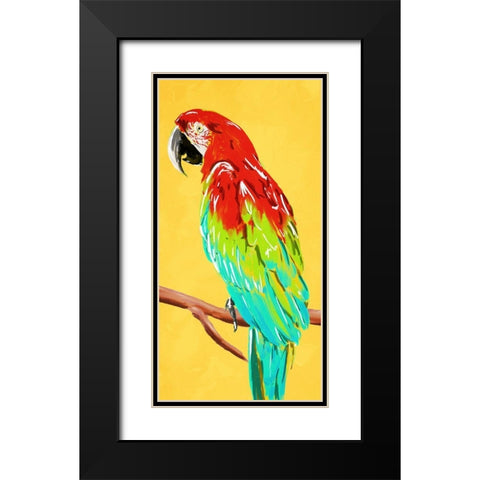 Fun Parrot 2 Black Modern Wood Framed Art Print with Double Matting by OnRei