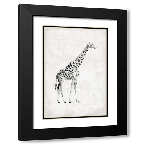 GIRAFFE Black Modern Wood Framed Art Print with Double Matting by OnRei