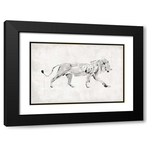 Lion Black Modern Wood Framed Art Print with Double Matting by OnRei