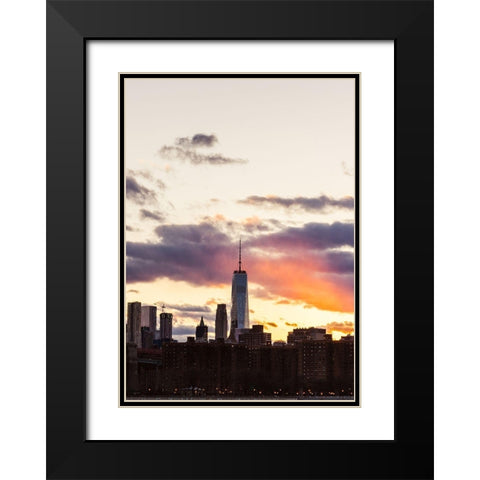 Good Night New York Black Modern Wood Framed Art Print with Double Matting by Orlando