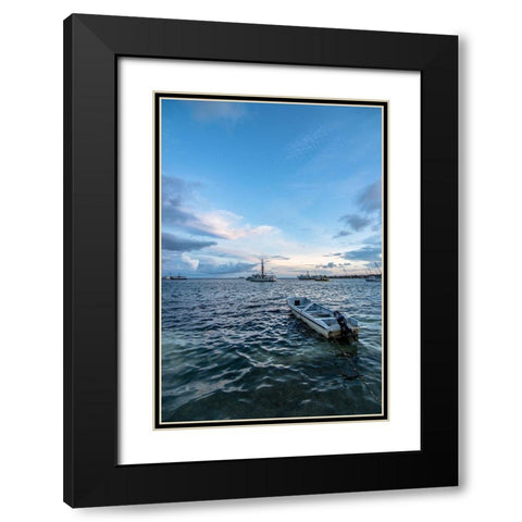 Engin Boat Black Modern Wood Framed Art Print with Double Matting by Orlando