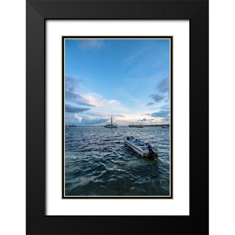 Engin Boat Black Modern Wood Framed Art Print with Double Matting by Orlando