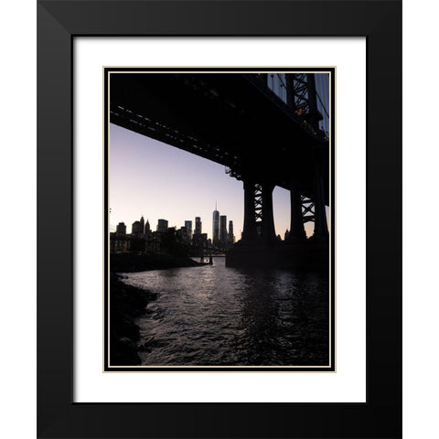 NYC at Dusk Black Modern Wood Framed Art Print with Double Matting by Orlando