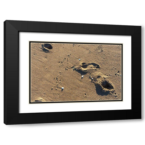 Foot Prints Black Modern Wood Framed Art Print with Double Matting by Orlando