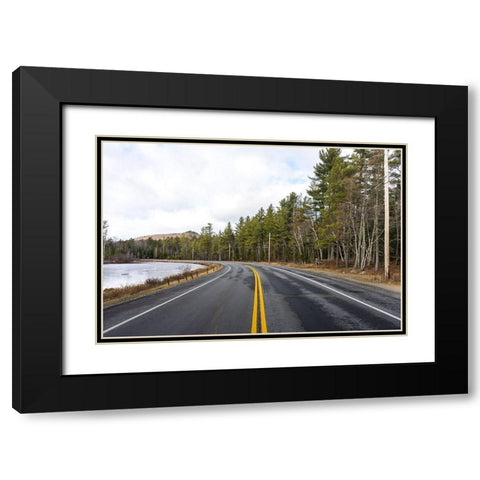 Divided Highway Black Modern Wood Framed Art Print with Double Matting by Orlando