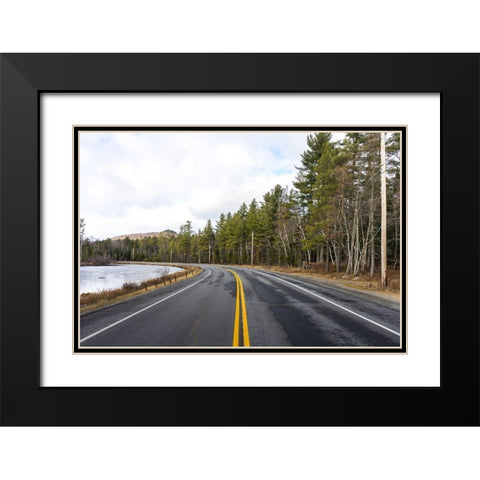 Divided Highway Black Modern Wood Framed Art Print with Double Matting by Orlando