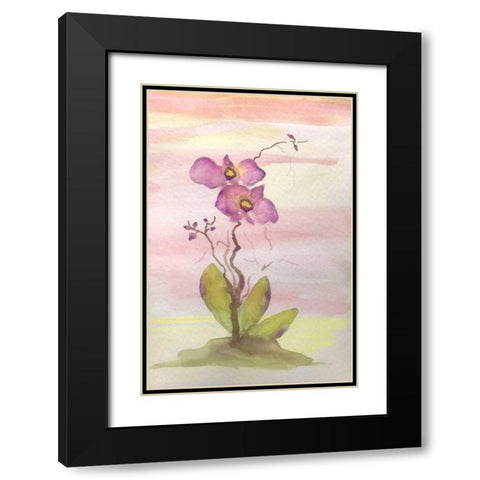 Orchid Trio 1 Black Modern Wood Framed Art Print with Double Matting by Pearson, Debbie