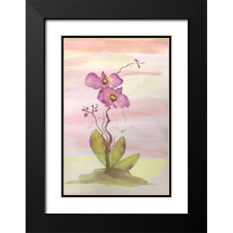 Orchid Trio 1 Black Modern Wood Framed Art Print with Double Matting by Pearson, Debbie