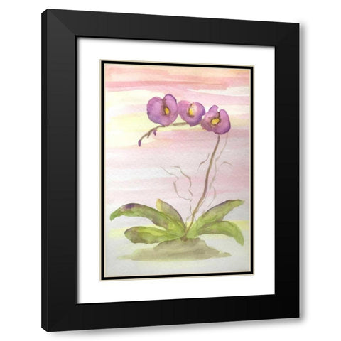 Orchid Trio 2 Black Modern Wood Framed Art Print with Double Matting by Pearson, Debbie