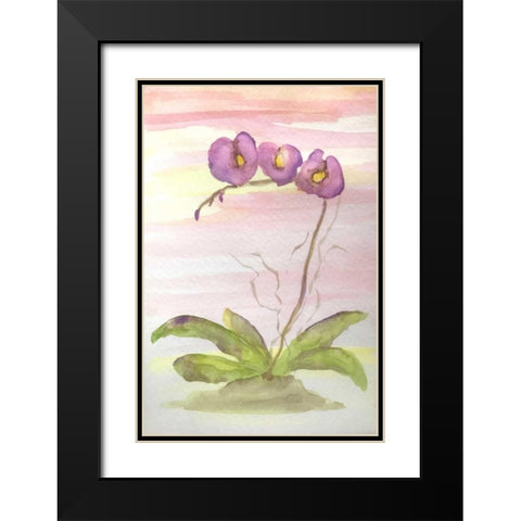 Orchid Trio 2 Black Modern Wood Framed Art Print with Double Matting by Pearson, Debbie