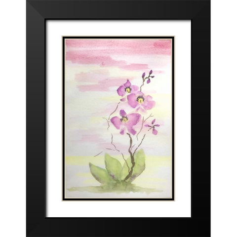 Orchid Trio 3 Black Modern Wood Framed Art Print with Double Matting by Pearson, Debbie