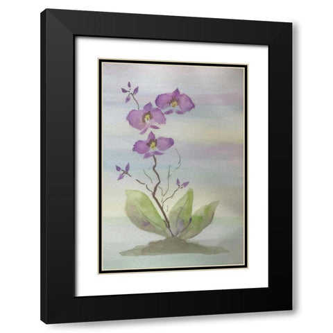 Orchid Duo 1 Black Modern Wood Framed Art Print with Double Matting by Pearson, Debbie