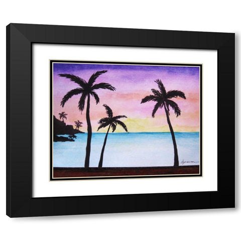 Tropical Palms 1 Black Modern Wood Framed Art Print with Double Matting by Pearson, Debbie