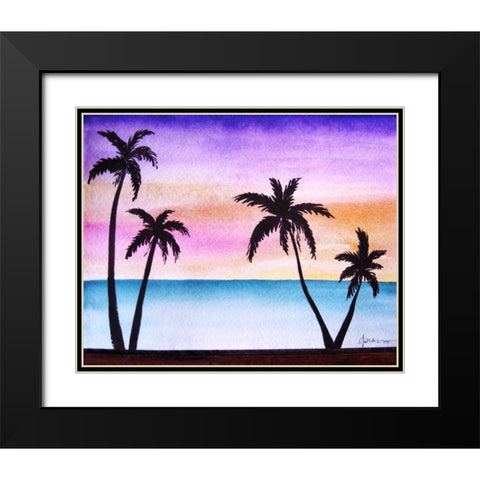 Tropical Palms 2 Black Modern Wood Framed Art Print with Double Matting by Pearson, Debbie