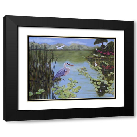 Heron and Egrets Black Modern Wood Framed Art Print with Double Matting by Pearson, Debbie