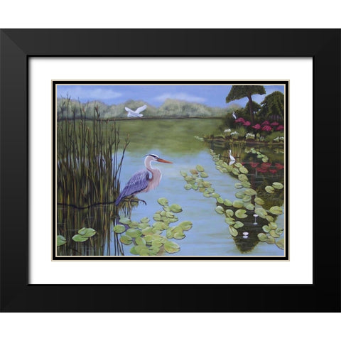 Heron and Egrets Black Modern Wood Framed Art Print with Double Matting by Pearson, Debbie