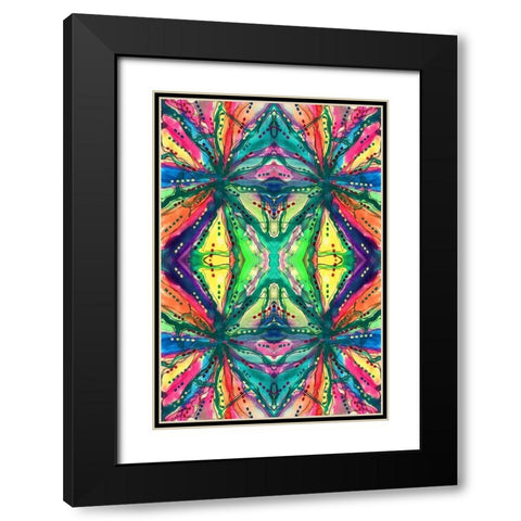 Kaleidoscope Abstract Pattern 223 Black Modern Wood Framed Art Print with Double Matting by Pearson, Debbie