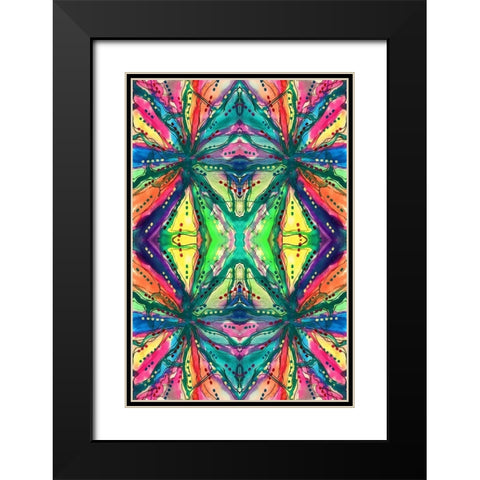 Kaleidoscope Abstract Pattern 223 Black Modern Wood Framed Art Print with Double Matting by Pearson, Debbie